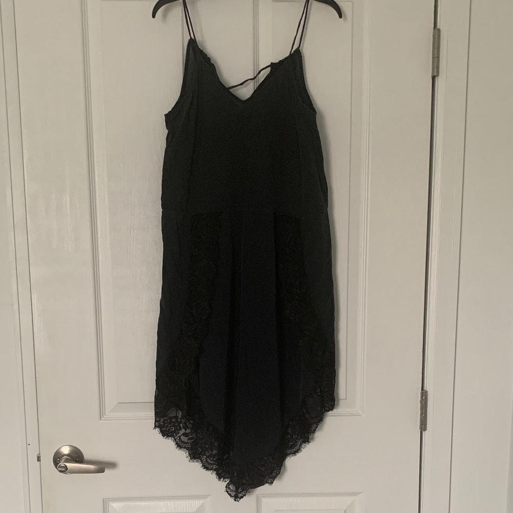 Elegant Black Lace 100% silk nightgown, size M